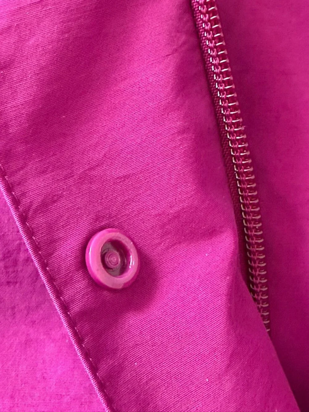 Eileen Fisher Organic Cotton Nylon Parka Anorak Rain Hooded Jacket Fuchsia M